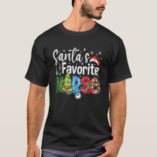 Santa's Claus Favourite Nurse Santa Xmas Stethosco T-Shirt