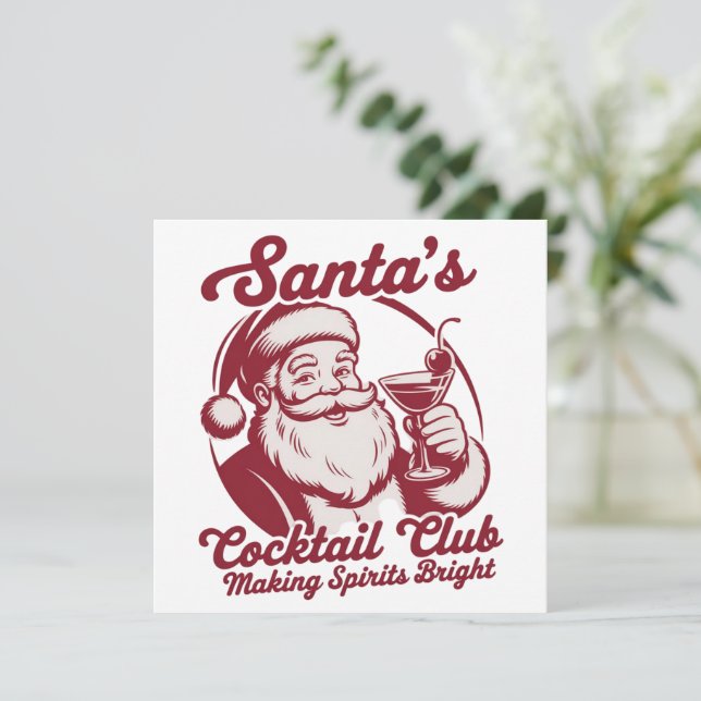 Santa's Cocktail Club Funny Xmas Holiday Drinking (Standing Front)