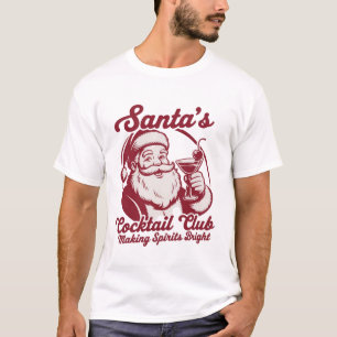 Santa's Cocktail Club Funny Xmas Holiday Drinking T-Shirt
