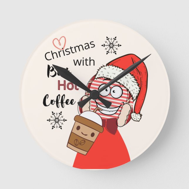 Santa's Coffee Break Christmas Wall Clock (Front)