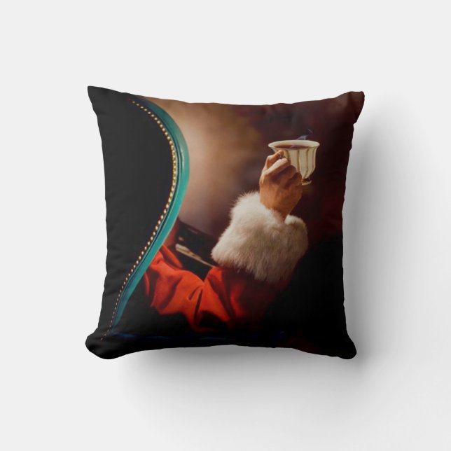 Santa's Coffee Break Vintage Cushion (Front)