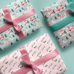 Santa's Comin' To Town Pink Retro Van Wrapping Wrapping Paper Sheet<br><div class="desc">Celebrate the magical and festive holiday season with our custom holiday wrapping paper sheets. Our vintage holiday design features three different complementing designs. The first wrapping paper sheet features a fun vintage town scenery and landscape. Every little detail is captured in this quaint little neighbourhood. Features Pink house decked out...</div>