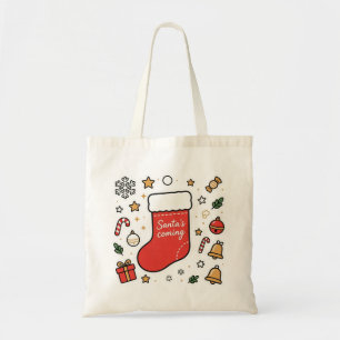 Santa's Coming Christmas Stocking Tote Bag
