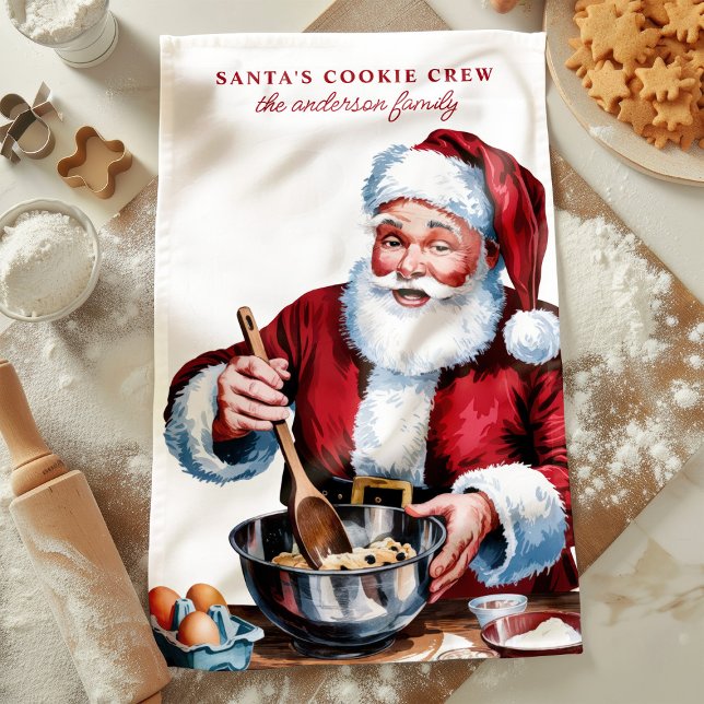 Santa's Cookie Crew Personalised Christmas Tea Towel (Creator Uploaded)