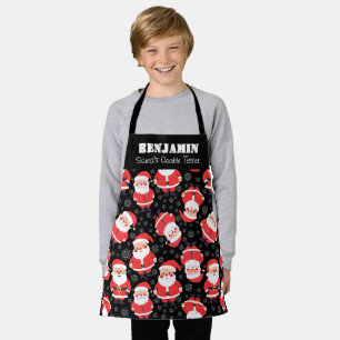Santa's Cookie Tester Boys Black Patterned Apron