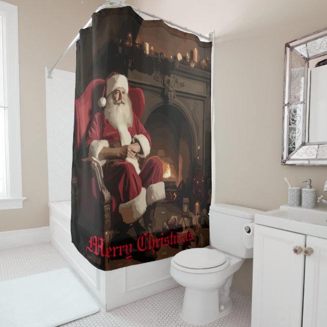 Santa's Cozy Nook Shower Curtain (In Situ)