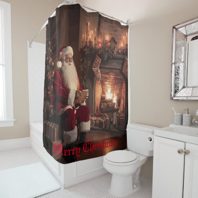 Santa's Cozy Nook Shower Curtain (In Situ)