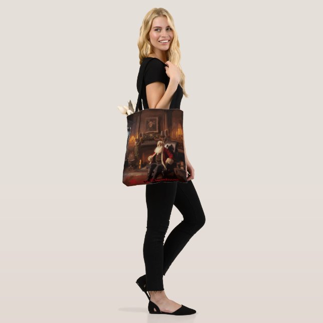 Santa's Cozy Nook Tote Bag (On Model)