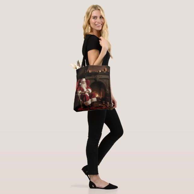 Santa's Cozy Nook Tote Bag (On Model)