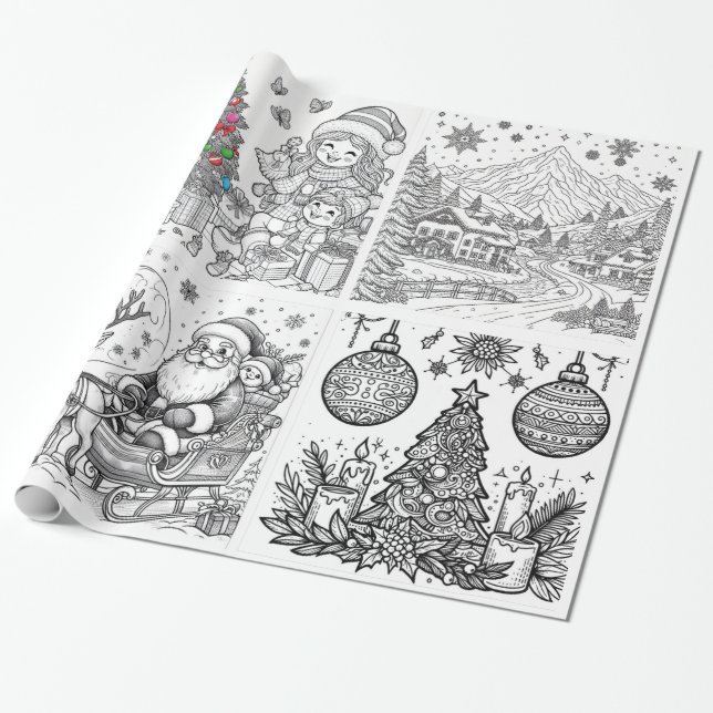 Santa's Creative Wonderland Wrap & Color Wrapping Paper (Unrolled)