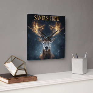 Santa's Crew  Square Wall Clock