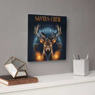 Santa's Crew  Square Wall Clock