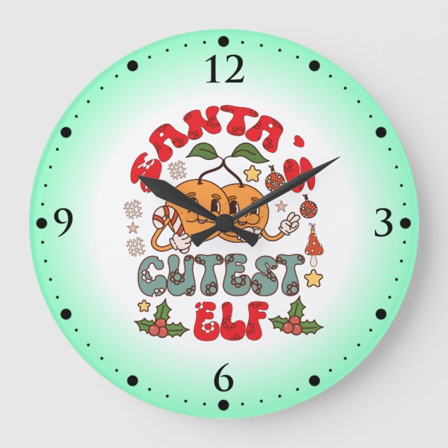 Santa's Cutest Elf Sublimation-80881 Large Clock (Front)