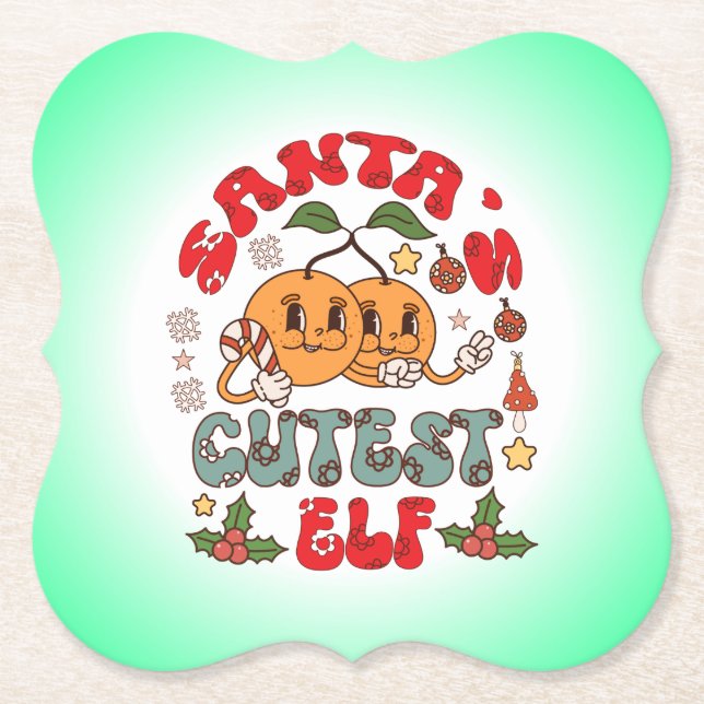 Santa's Cutest Elf Sublimation-80881 Paper Coaster (Front)