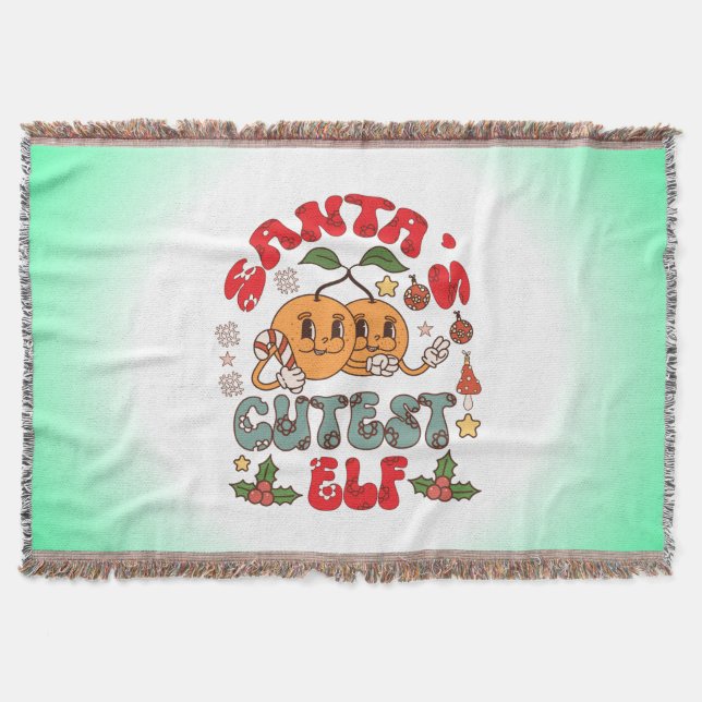 Santa's Cutest Elf Sublimation-80881 Throw Blanket (Front)