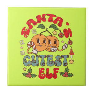 Santa's Cutest Elf Sublimation-80881 Tile