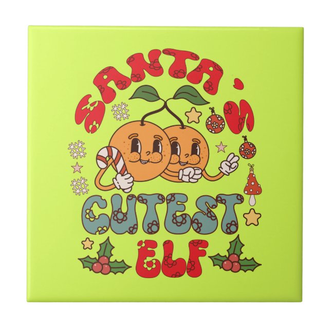 Santa's Cutest Elf Sublimation-80881 Tile (Front)