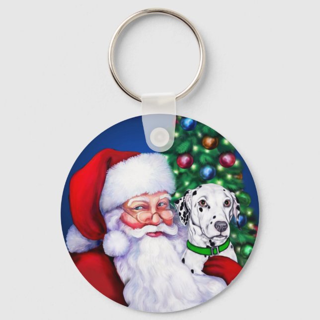 Santa's Dalmatian at Christmas Key Ring (Front)