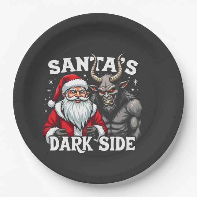Santa's Dark Side Christmas Evil Krampus  Paper Plate (Front)