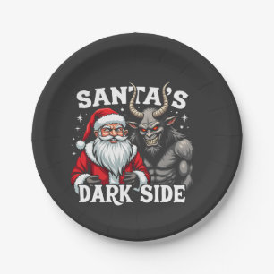 Santa's Dark Side Christmas Santa Krampus Devil  Paper Plate