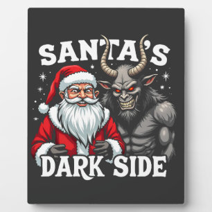 Santa's Dark Side Christmas Santa Krampus Devil Plaque