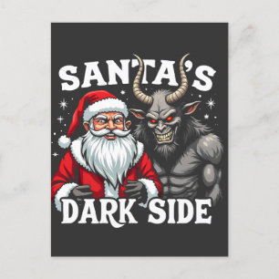 Santa's Dark Side Christmas Santa Krampus Devil Postcard