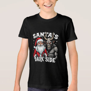 Santa's Dark Side Christmas Santa Krampus Devil  Tri-Blend Shirt