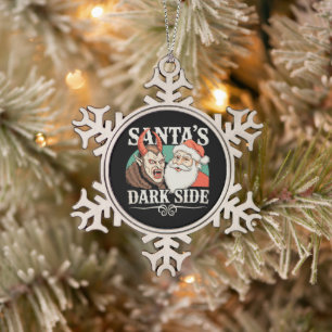 Santa's Dark Side Krampus Krampusnacht Christmas Snowflake Pewter Christmas Ornament