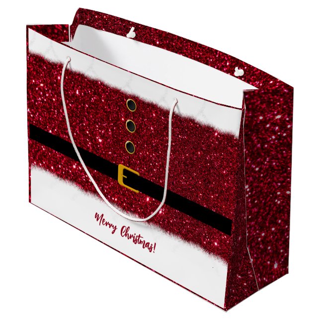 Santa's Dazzling Red Outfit- Christmas- Large Gift Bag (Back Angled)