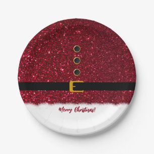 Santas Dazzling Red Outfit- Christmas- Paper Plate