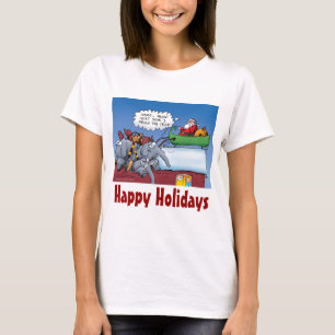 Santas Elephants Funny Holiday Cartoon T-Shirt