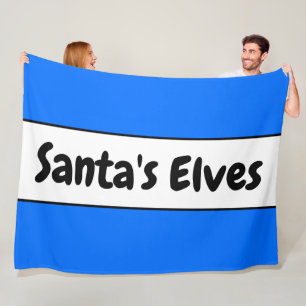 SANTA'S ELVES Bright Blue White Holiday Stripes Fleece Blanket