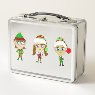 Santas elves metal lunch box