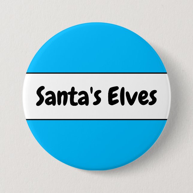 SANTA'S ELVES Sky Blue White Christmas Stripes 7.5 Cm Round Badge (Front)