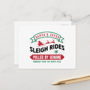 Santa's elves sleigh rides Christmas Holiday Postcard