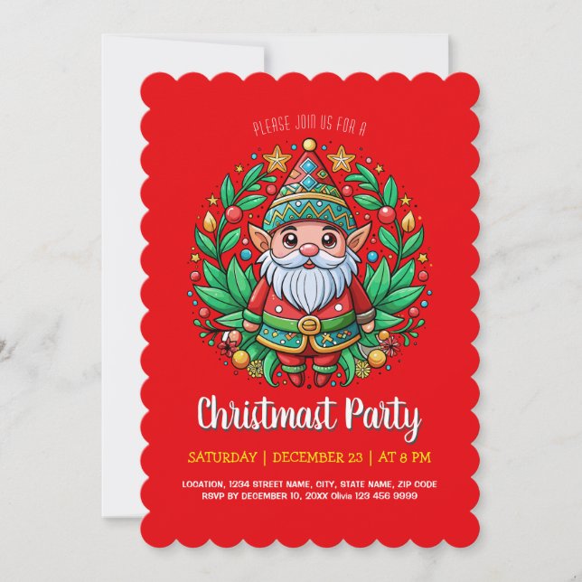 Santa's Enchanted Elf Christmas Party Invitation (Front)