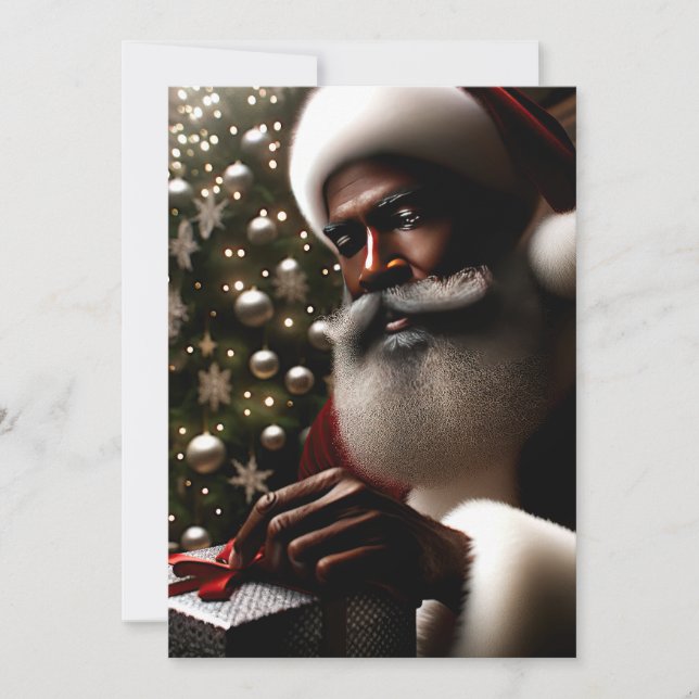 Santa's Enchanted Gift-Wrapping Moment Holiday Card (Front)