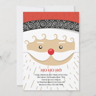 Santa's Face Christmas Party Invitations