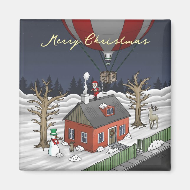 Santa's Fancy Hot Air Balloon Magnet (Front)