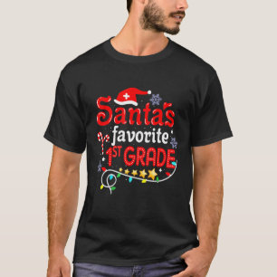 Santa's Favorite 1st Grade Xmas Light Santa Hat Ch T-Shirt