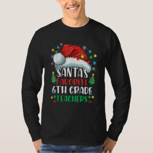 Santa's Favorite 6th Grade Teacher Christmas Santa T-Shirt