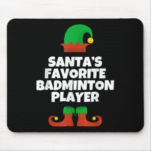Santas Favorite Badminton Player Christmas Hat Fun Mouse Pad