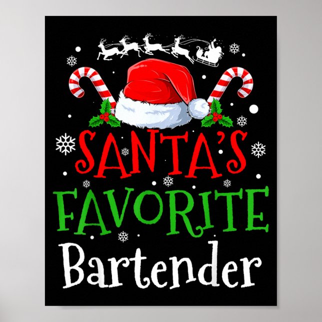 Santa's Favorite Bartender Christmas Party  Poster (Front)