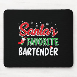 Santa's Favorite Bartender T Shirt Cute Xmas Party Mouse Pad