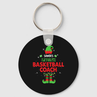 Santa's Favorite Basketball Coach Funny Elf Family Key Ring