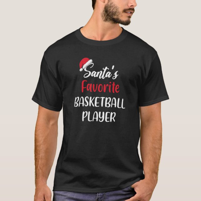 Santas Favorite Basketball Player  Christmas Baske T-Shirt (Front)