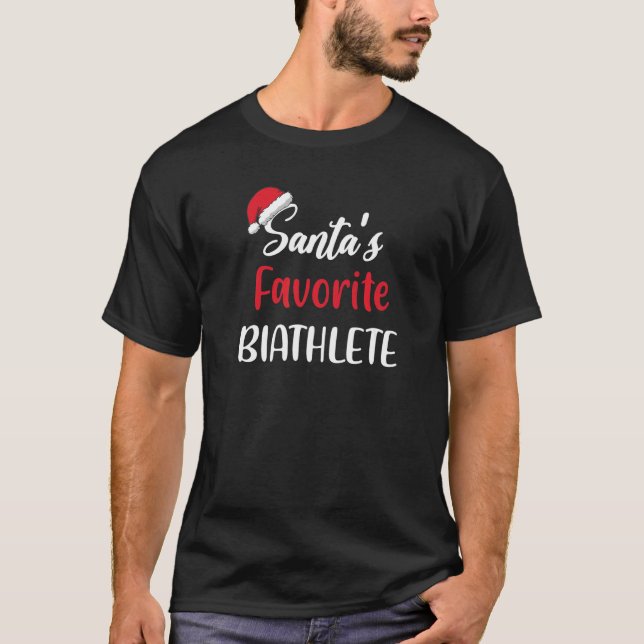 Santas Favorite Biathlete  Christmas Biathlon T-Shirt (Front)