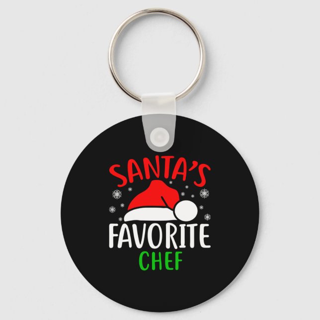 Santas Favorite Chef Funny Christmas Xmas Santa Lo Key Ring (Front)