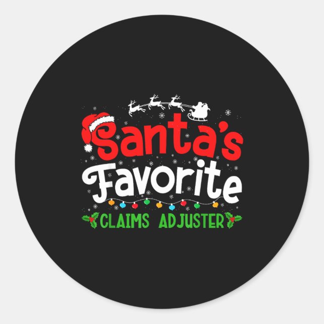 Santa's Favorite Claims Adjuster Christmas Party  Classic Round Sticker (Front)