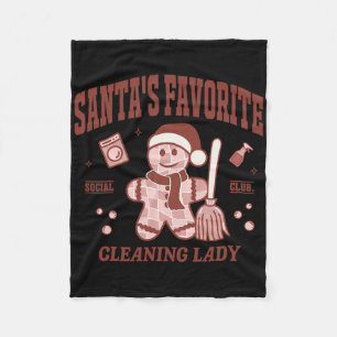Santa's Favorite Cleaning Lady Christmas Retro Hou Fleece Blanket